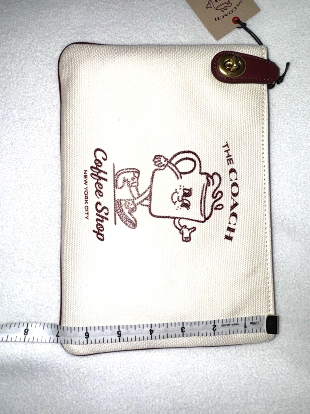 NEW COACH Coffee Shop Ltd. Edition Lil Miss Jo Ivory Canvas Turnlock Pouch NWT - Picture 10 of 14